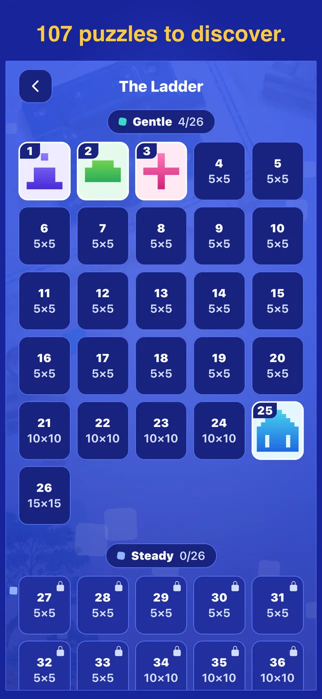 107 puzzles, gentle to severe