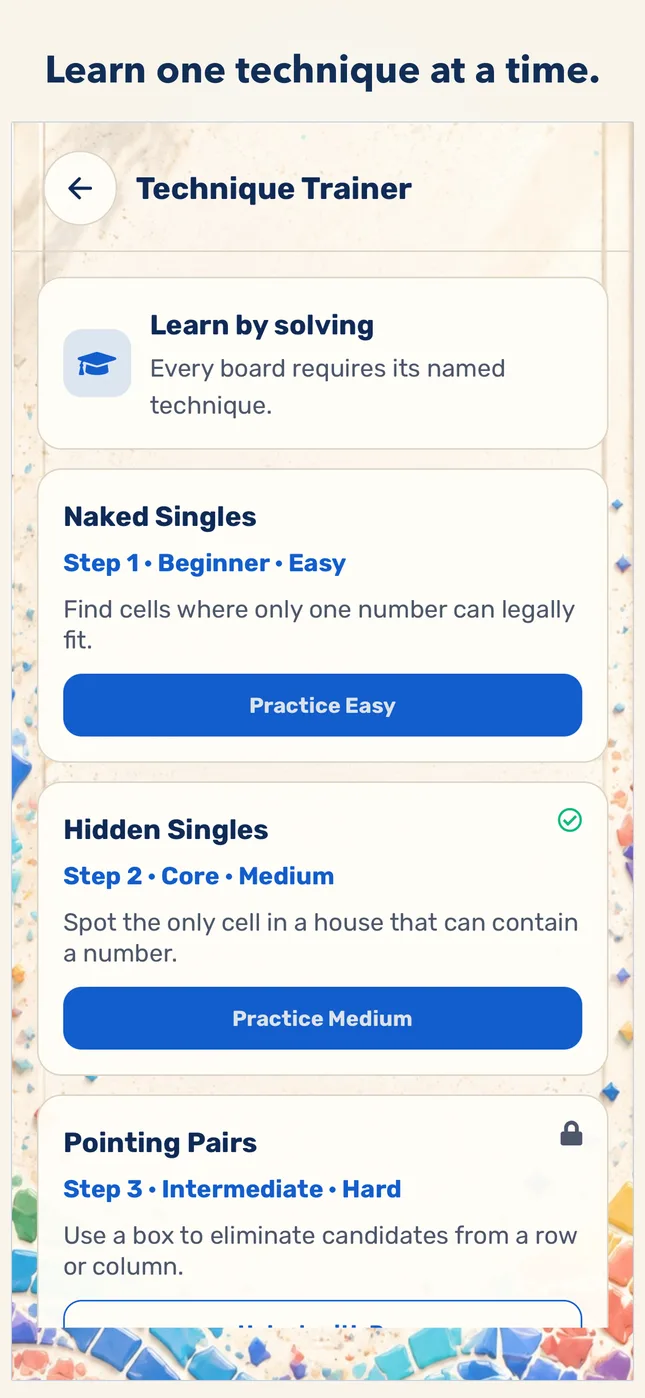 Learn one technique at a time.